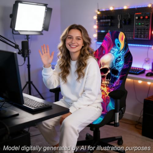Gaming Chair Covers, 3D Printing Stretchable Soft Non-Slip Easy to Install Gamer Chair Cover with Armrest Cover(No Chair)(K) - color: K