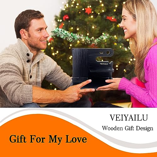 VEIYAILU Gifts for Dad Men Mom Women from Daughter Son Birthday Gifts Nightstand Organizer Mens Wood Phone Docking Station (Black) - color: black