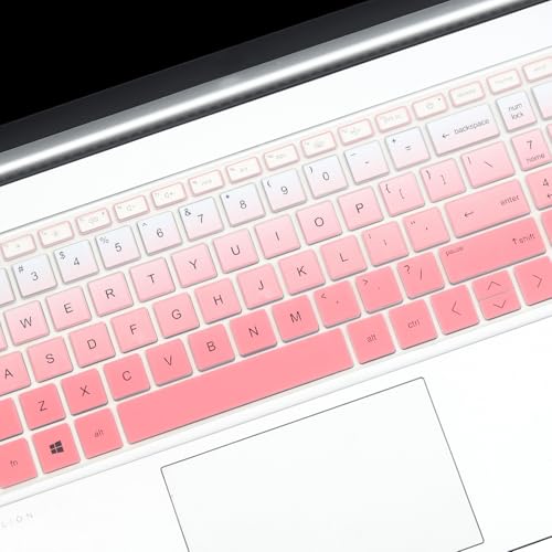 Keyboard Cover for 15.6 17.3 HP Laptop 17-cn 17-cp 15-fc 15-fd 15-eg 15-eh 15-er Series 15-fc0025dx fc0093dx 15-fd0023dx 15-fd0005dx 15t-fd100 15z-fc000 15t-eg300 17t-cn300/cn400 17-cn4033cl 17z-cp200 - color: GradientPink(Regular Letters)