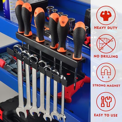 ULIBERMAGNET Magnetic Wrench Holder,Heavy Duty Magnetic Tool Holder,Wrench Screwdriver Shear Organizer Rack Magnetic Mount Tools Rack for Garage,Tool Cart,Pegboards,Workbench - style: Black Magnetic Wrench Rack