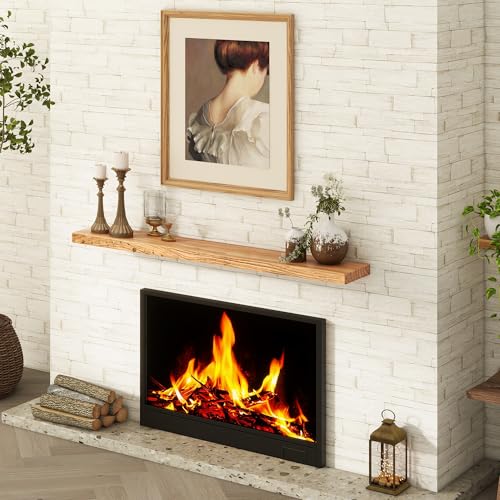 Fun Memories 55 Inch Floating Shelves for Wall, Solid Elm Wood Wall Shelf for Home Decor, Heavy-Duty Hardwood Floating Shelf for Bedroom, Bathroom, Living Room, Set of 1 - color: Usa-sourced Elm Wood, size: 55"W x 6.7"D