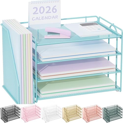 Spacrea Desk Organizers and Accessories, Paper Organizer for Desk with File organizer, Desk Accessories & Workspace Organizers for Office Supplies (Blue) - color: Blue