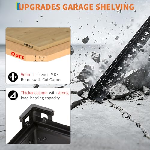 GarveeLife Heavy Duty 5-Tier Adjustable Storage Shelving Unit, 2204 lbs Load Capacity Metal Garage Shelves with MDF Boards, 72" H x 48" W x 15.7" D, for Kitchen Pantry Basement Laundry - size: 72" H x 48" W x 15.7" D