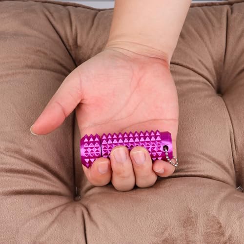 Little Ouchies Pain Stim Fidget Toy, 3D Printed Pocket Spiky Keychain with Clicker Button Spinner Sensory Toys for Anxiety Focus & Stress Reduction Novelty Gifts(Rotate Purple) - color: Rotate Purple