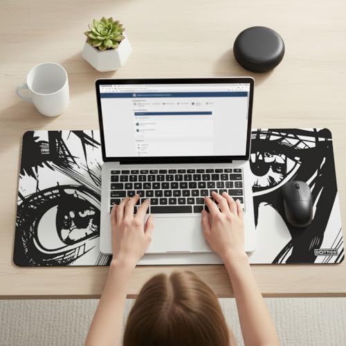 XL Anime Eyes Mouse Pad – Large Manga Girl Desk Mat 31.5x11.8 – Non-Slip, Water-Resistant, Stitched Edges – Aesthetic Japanese Gaming Mat - color: Anime, size: 31.5L x 11.8W inches