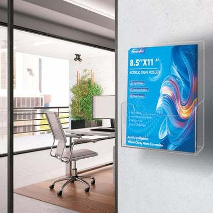 Acrylic Sign Holder, Clear Wall Mount & Desktop Brochure Display Stand | 4 Pack | 3mm Thick | Detachable Magnetic Rod | Fits Journals, Booklets, Document | For Hotel, Classroom, Office, Showroom - color: 4 Pack, size: 8.5*11 inch