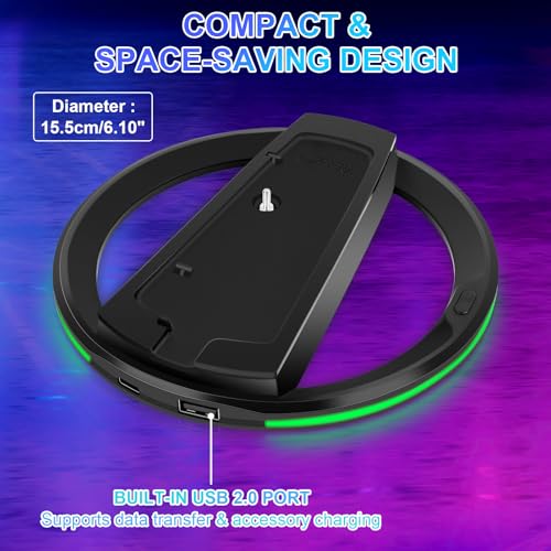 ELZO Vertical Stand for PS5 / PlayStation 5 Pro / PS5 Slim Consoles, PlayStation 5 Vertical Holder with RGB Lights, Black
