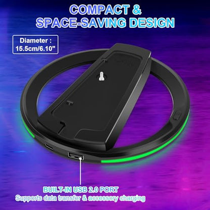 ELZO Vertical Stand for PS5 / PlayStation 5 Pro / PS5 Slim Consoles, PlayStation 5 Vertical Holder with RGB Lights, Black