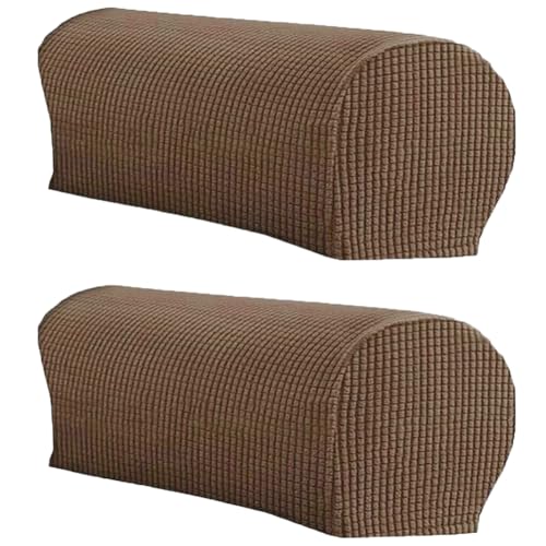 LINGXIYA Set of 2 Sofa Armrest Cover, Soft Stretch Arm Cover for Recliners Sofas Chairs,Couch Furniture Armrest Protector Covers - color: Dark Brown