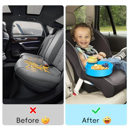 Car Seat Cup Holder for Kids - Kids Travel Tray with Snack Tray, CarSeats Snack Trays for Toddler, Car Cup Holder for Safety Seats, Fits Stroller & Booster (bluegray) - color: bluegray