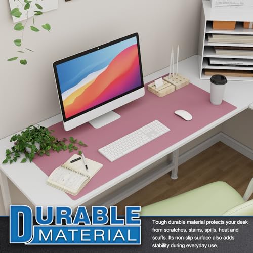 K KNODEL Large Office Leather Desk Mat, Mouse and Keyboard Pad, Computer and Laptop Mat, Desktop Protector and Cover, Writing Pad and Blotter (35.4"x17", Purple) - color: Purple, size: 35.4" x 17"