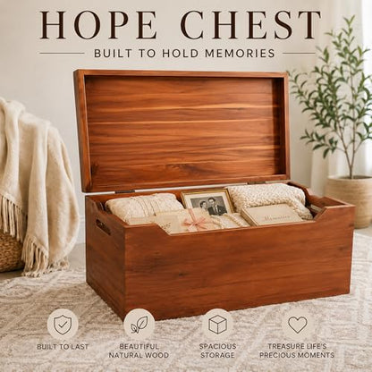 Hope Chest for Family Keepsake & Memory Storage, Fully Assembled, Walnut - color: Keepsake Chest - Walnut