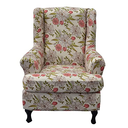 KRFOONN Wingback Chair Covers Slipcovers 2 Piece Stretch Wing Chair Covers Spandex Slipcovers Wingback Sofa Covers Armchair Covers Non-Slip Furniture Protector, 14 - color: 14