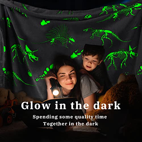Gitrat Soft Blanket Dinosaur Fleece Blankets Kids Dinosaur Gifts for Boys 60"x80" - color: Fluorescent Dinosaur, size: Twin Size 60" x 80"(150 x 200 cm)