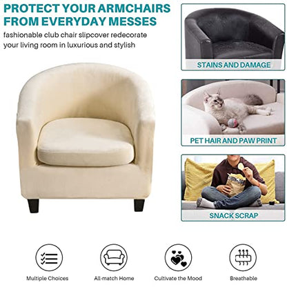 KRFOONN 2 Pieces Club Chair Slipcover Printed Stretch Tub Chair Slipcover Armchair Covers Sofa Cover Removable Round Barrel Chair Covers Couch Furniture Protector Cover for Living Room, A26 - color: Colora26