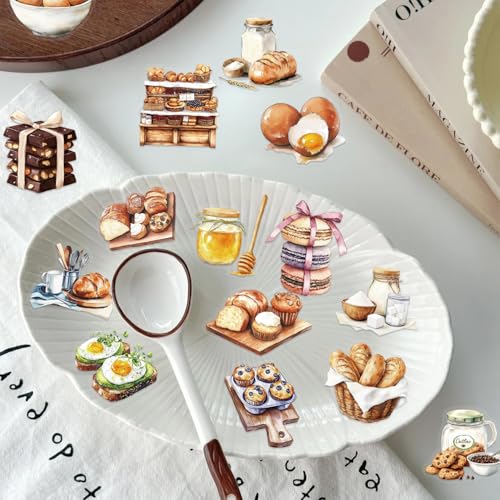 Baking Stickers for Teens & Adults, 50Pcs Transparent Kitchen Stickers for Water Bottles Scrapbook Laptop Journaling, Cute Food Decal for DIY Craft - style: Baking