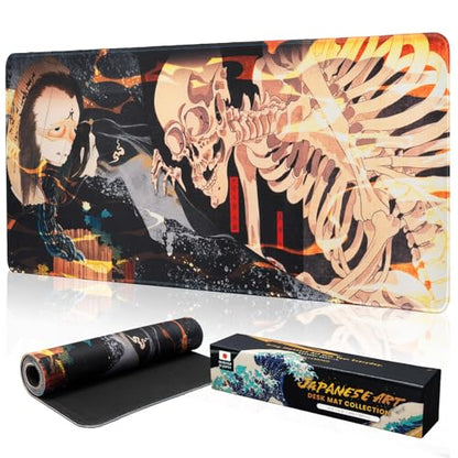 BELLEMOND Japanese Art Desk Mat | Large 31.5x11.8in Anime Mouse Pad for Keyboard & Mouse | Non-Slip Base, Water-Repellent | Original Japanese Design | Yokai Rising - color: Yokai Rising