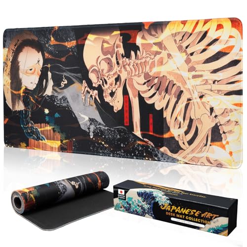 BELLEMOND Japanese Art Desk Mat | Large 31.5x11.8in Anime Mouse Pad for Keyboard & Mouse | Non-Slip Base, Water-Repellent | Original Japanese Design | Yokai Rising - color: Yokai Rising