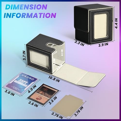 UAONO Card Deck Box for MTG Commander, Independent Commander Display, Fits 100 Double-Sleeved Cards, Magnetic Deck Case for Magic the Gathering TCG, 2 Dividers & 1 Top Loader (Black/Gold) - color: A-Black&Gold