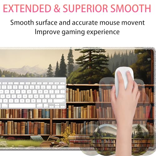 Large Gaming Mouse Pad + Mouse Wrist Rest Pad + Coaster Combination, 31.5 "x 11.8" Durable Non-Slip Extension Table Mat, Suitable for Office and Home, Books - color: Books