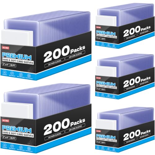 1000 Card Sleeves Hard Plastic, Sooez Premium 35PT 3"X4" Baseball Card Protectors Hard Plastic Card Holder, Trading Sports Football Game Cards(500 Hard Sleeve + 500 Penny Sleeve) - size: 500 Hard Sleeves + 500 Penny Sleeves