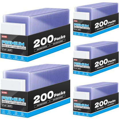 1000 Card Sleeves Hard Plastic, Sooez Premium 35PT 3"X4" Baseball Card Protectors Hard Plastic Card Holder, Trading Sports Football Game Cards(500 Hard Sleeve + 500 Penny Sleeve) - size: 500 Hard Sleeves + 500 Penny Sleeves
