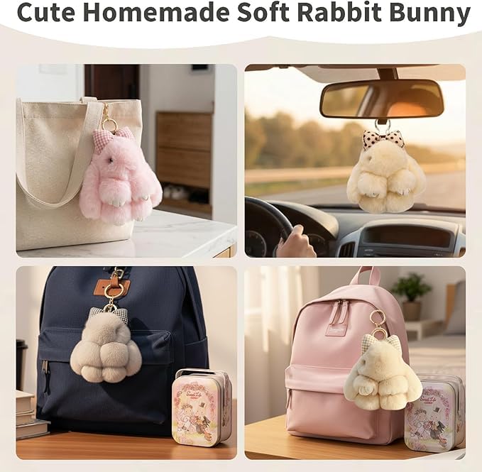 Handmade Soft Bunny Keychain, Includes Matching Tin, Charming Rabbit Design, Perfect for party gifts, Christmas. - color: Purple, size: Small