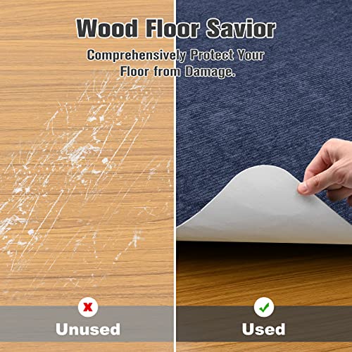 Placoot Desk Chair Mat for Hardwood Floor Corduroy Surface 1/6" Thick 55"x35" Office Chair Mat for Rolling Chairs-100% Large Anti-Slip Backing Under Desk Low-Pile Office Rug Floor Mat - color: Corduroy-navy, size: 55" x 35"