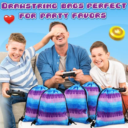 Yiyiring 16 Pcs Video Game Drawstring Bags Bulk 12 x 10 In Treat Goody Waterproof Beach Bags Anime Games Gift Bag Set for Gaming Themed Party Birthday Party Favor Supplies(Video Game) - style: Video Game