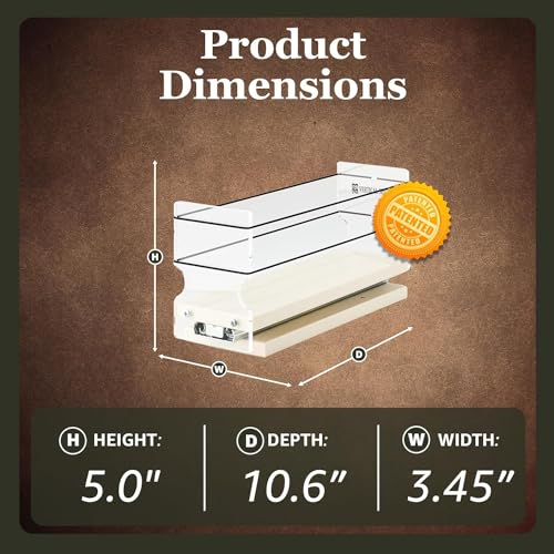 Vertical Spice - Sliding Spice Rack Organizer for Cabinets - Pull Out Shelves for Upper Kitchen Cabinets - Cabinet Organizer/Storage - 1 Tier - 3.45" x 5.0" x 10.6"(Cream, Partially Assembled) - color: 3.25" Drawer, Cream Partially Assembled