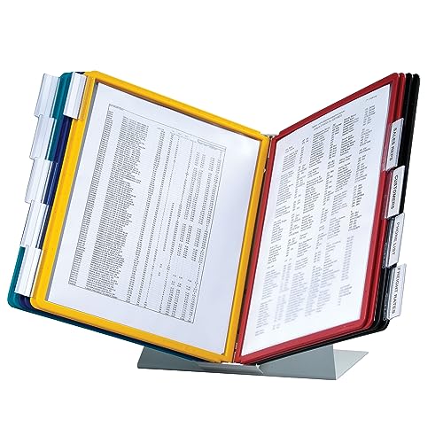 Durable VARIO 20 Pocket Desktop Reference System - Letter Size 10 Double-Sided Panels - Assorted Color Borders (Pack of 6) - size: 10-Panel Assorted (Pack of 6)