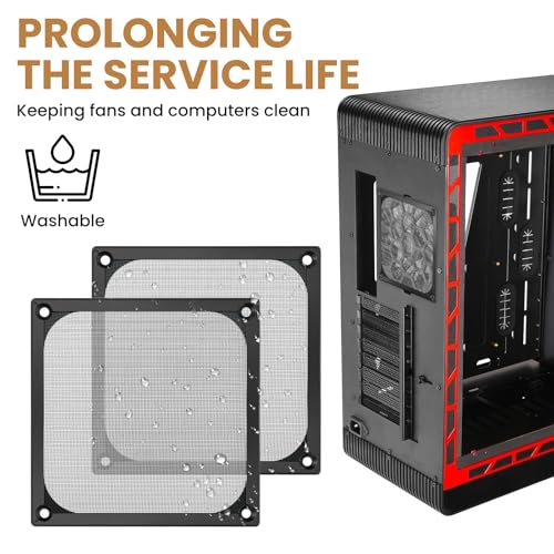 4 Pcs Computer Fan Filter Grills, 120mm Aluminum Frame Stainless Steel Mesh Dustproof Cover for Computer Case, Black
