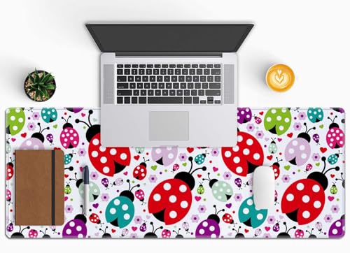 Ladybug Large Gaming Mouse Pad,Mouse Pad Gaming 31.5 x 11.8 in Mouse Mat Desk Pad,Large Desk Mat,Extended Keyboard Mousepad with Non-Slip Base and Stitched Edge for Desk Home Office - color: Ladybug