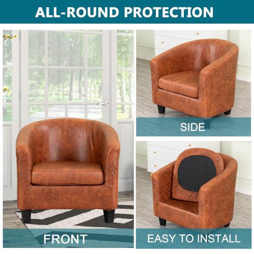 KRFOONN Club Chair Slipcover 2 Piece Stretch Jacquard Round Barrel Chair Covers Removable Tub Chair Slipcover with Elastic Bottom Chair Coverings Furniture Protector Cover for Living Room, T1 - color: Color T1
