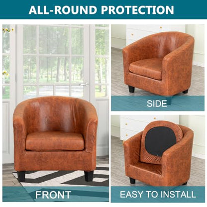 KRFOONN Club Chair Slipcover 2 Piece Stretch Jacquard Round Barrel Chair Covers Removable Tub Chair Slipcover with Elastic Bottom Chair Coverings Furniture Protector Cover for Living Room, T1 - color: Color T1