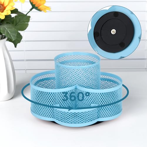 Topwey Pen Holder for Desk, Rotating Pencil Holder, Cup Holder for Desk Office, Pen Organizer (Sky Blue) - color: Sky Blue
