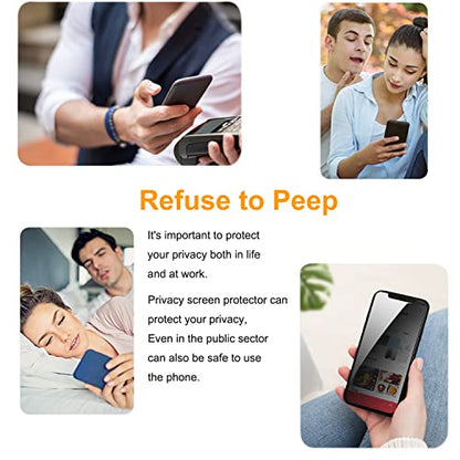 PEHAEL 2+2 Pack for iPhone 14 Pro Privacy Screen Protector with Camera Lens Protector Full Coverage Anti-Spy Tempered Glass Film 9H Hardness Easy Installation Bubble Free [6.1 inch]