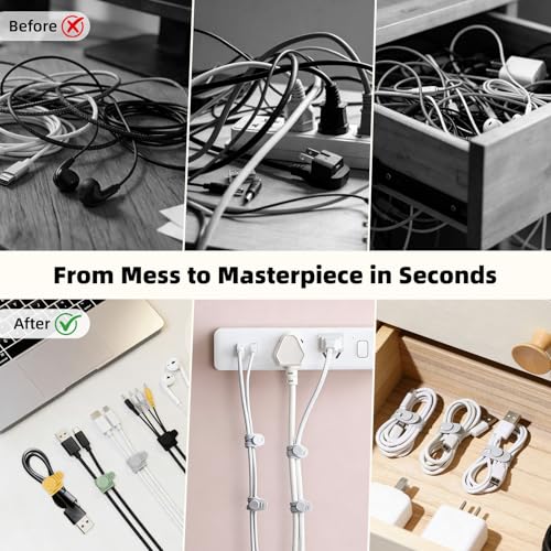 28Pcs Silicone Cable Ties Reusable, Multipurpose Cable Management Organizer, Adjustable Fastening Cable Straps with Locking Buckles, High Elasticity Cord Organizer, Travel Essentials (5.2in, 4Colors) - color: 4 Colors-5.2in-28pcs