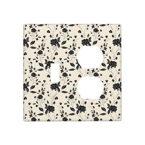 Black Rose Dark Romance Wildflowers Floral Wallplates 1 Toggle 1 Duplex Switch Plate Electrical GFCI Faceplate Decorative Light Switch Covers for Bedroom Living Room Decor - color: Black Rose Dark Romance Wildflowers Floral, size: 1 Toggle 1 Duplex / 4.6