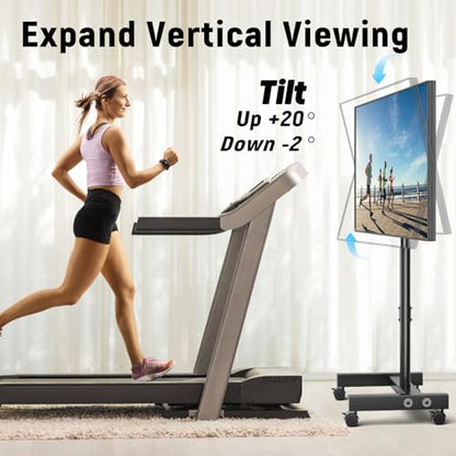 YOMT Mobile TV Cart Rolling TV Stand for 13-50 inch Screens, Tilting and Rotating Mount, Portrait to Landscape, Height Adjustable Portable TV Stand with Wheels Holds up to 44lbs Max VESA 200x200mm