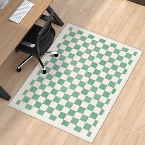 Office Chair Mat for Carpet Hardwood Tile Floor,36"x48" Computer Chair Mat for Rolling Chairs Carpet, Under Desk Non Slip Gaming Rug, Low-Pile Rubber Backing Large Protector Mat,Boho Green Checkered - color: Modern Chair Mat 5