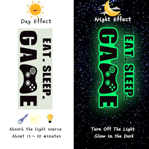 Eat Sleep Game Wall Decal Gamer Boy Wall Stickers Video Game Decor Gaming Controller Decals for Boys Room Kids Bedroom Home Playroom Decor(23.6 x 10 Inch,Classic Style)