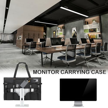 Monitor Carrying Case for 27" LCD Screen Padded Travel Monitor Carrying Bag Compatible with iMac Desktop Computer Dust Cover Bag (Black) - color: Black