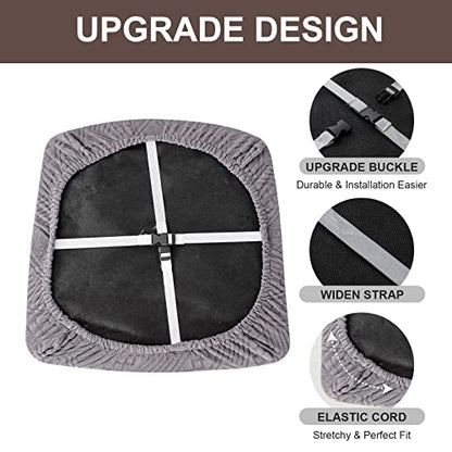 Genina Chair Seat Covers Waterproof Dining Room Chair Covers 2 Pack Stretch Seat Covers for Dinning Room Chair Protector Slipcover for Kitchen, Hotel (2, Pattern1-Light Gray) - color: Pattern1-light Gray