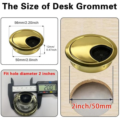2 PCS Metal Desk Grommet 2 Inch(50mm) Metal Desk Hole Cover for Cables Zinc Alloy Table Cord Hole Cover for Organizing & Hiding Wire Cable - Bronze