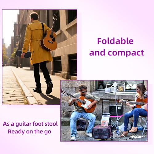 Pedicure Foot Rest, 6 Heights Adjustable Foot Stool, Metal Foldable Non-Slip Stand for Home and Salon Use Pedicure Station, Ideal Pedi Stool for Nail Tech or Guitar Foot Stool Black - color: Black
