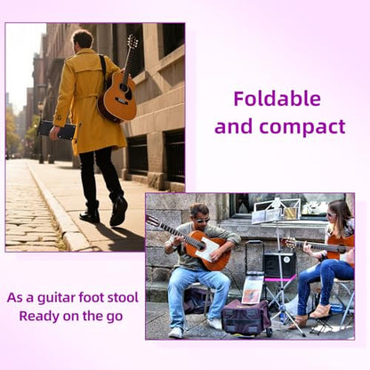 Pedicure Foot Rest, 6 Heights Adjustable Foot Stool, Metal Foldable Non-Slip Stand for Home and Salon Use Pedicure Station, Ideal Pedi Stool for Nail Tech or Guitar Foot Stool Black - color: Black
