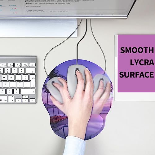 eulps Mouse Pad with Wrist Rest, Comfortable Computer Mousepad with Gel Wrist Support Smooth Surface and Non-Slip PU Base for Pain Relief, Laptop, Office & Home (Mauve Twilight) - color: 04Mauve Twilight