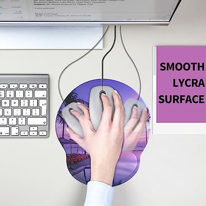 eulps Mouse Pad with Wrist Rest, Comfortable Computer Mousepad with Gel Wrist Support Smooth Surface and Non-Slip PU Base for Pain Relief, Laptop, Office & Home (Mauve Twilight) - color: 04Mauve Twilight