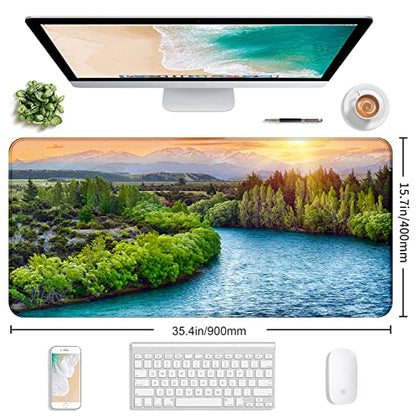 Extended Sunset Forest Gaming Mouse Pad, Keyboard Computer Office Mouse Pad | Large Extended Mouse Pad; Full Desk Coverage; Waterproof Coating; Stable Anti-Slide Base For Gaming, Office, Study Daily Use - color: Sunset Forest
